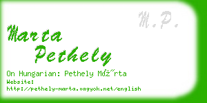 marta pethely business card